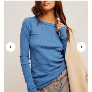 Free People We The Free Honey B Crew Neck Long Sleeve Thermal Top, Size Medium